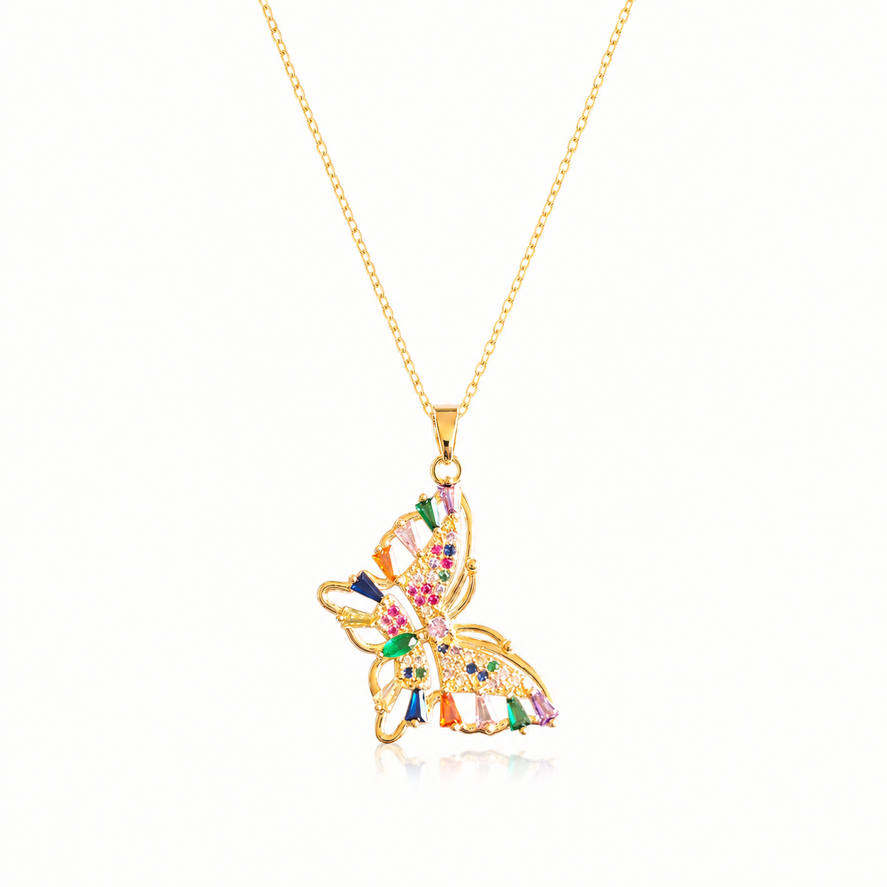 Mona Loba Free Spirit Butterfly renkli taşlı kelebek kolye detay