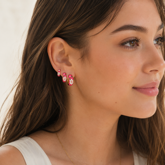 Mona Loba Rose Jardin Trio gül bahçesi üçlü küpe model görseli