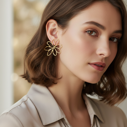 Mona Loba Pure Sparkle telkari altın çiçek küpe model görseli